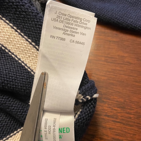J. Crew Navy and White Stripe Crew Sweater - Picture 3 of 8